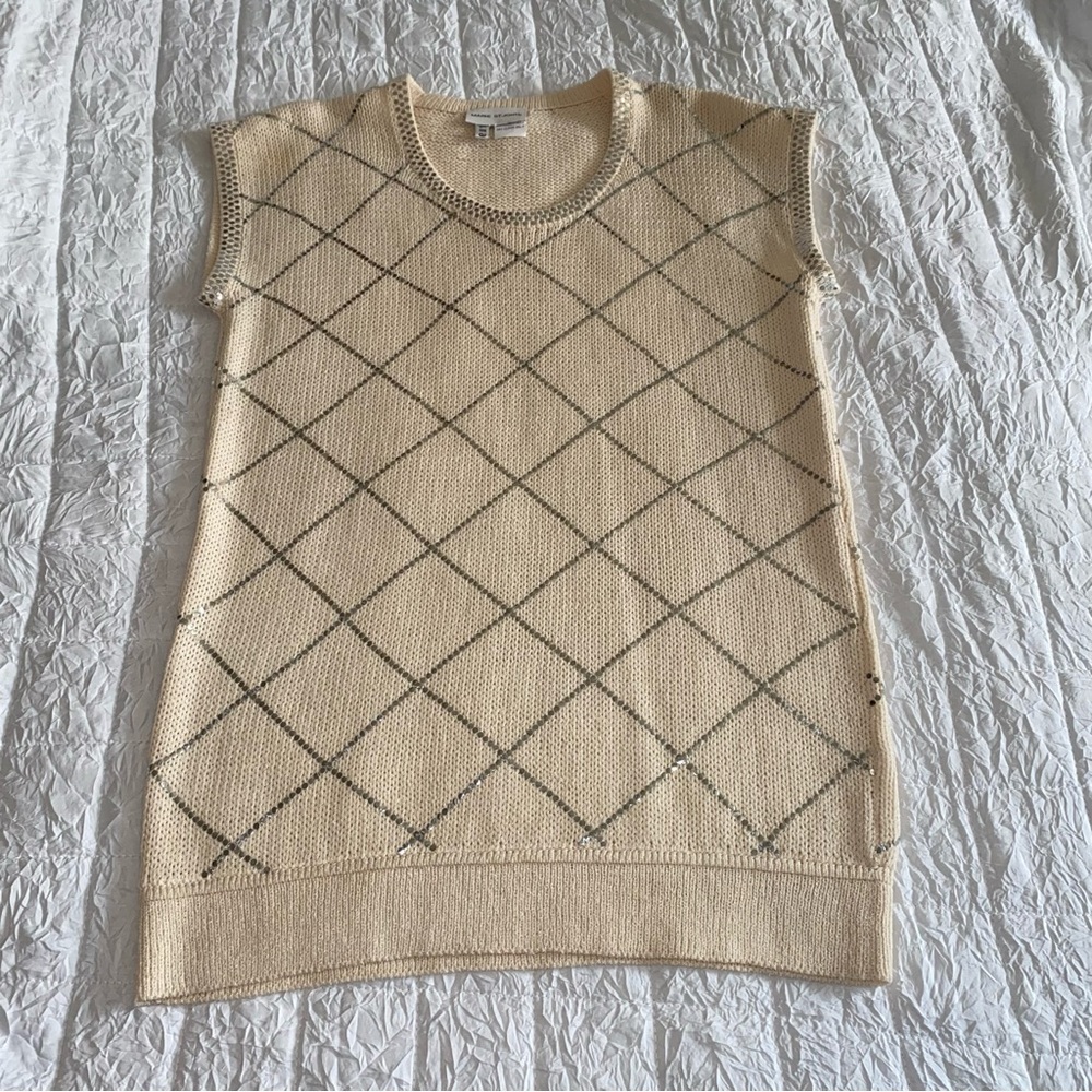 St John Embellished Round Neck Sequin Neckline Knit Tunic Top‎ Size Large - Picture 5 of 16